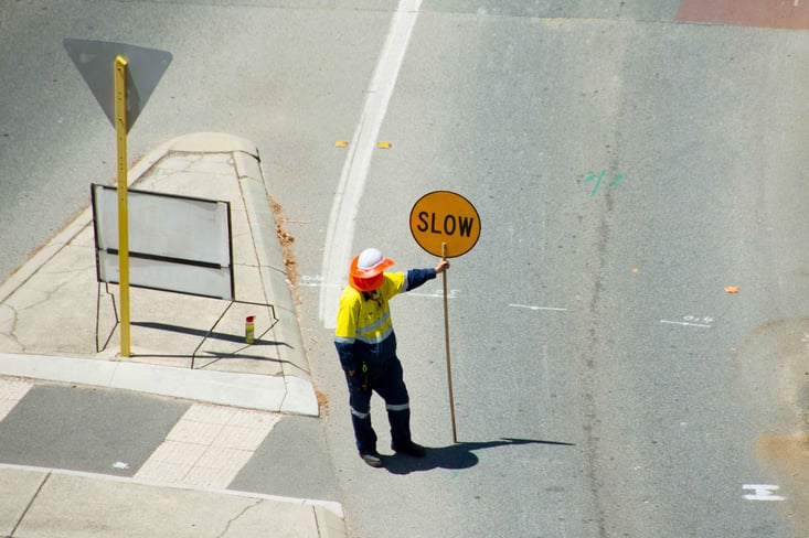 Road construction workers safety